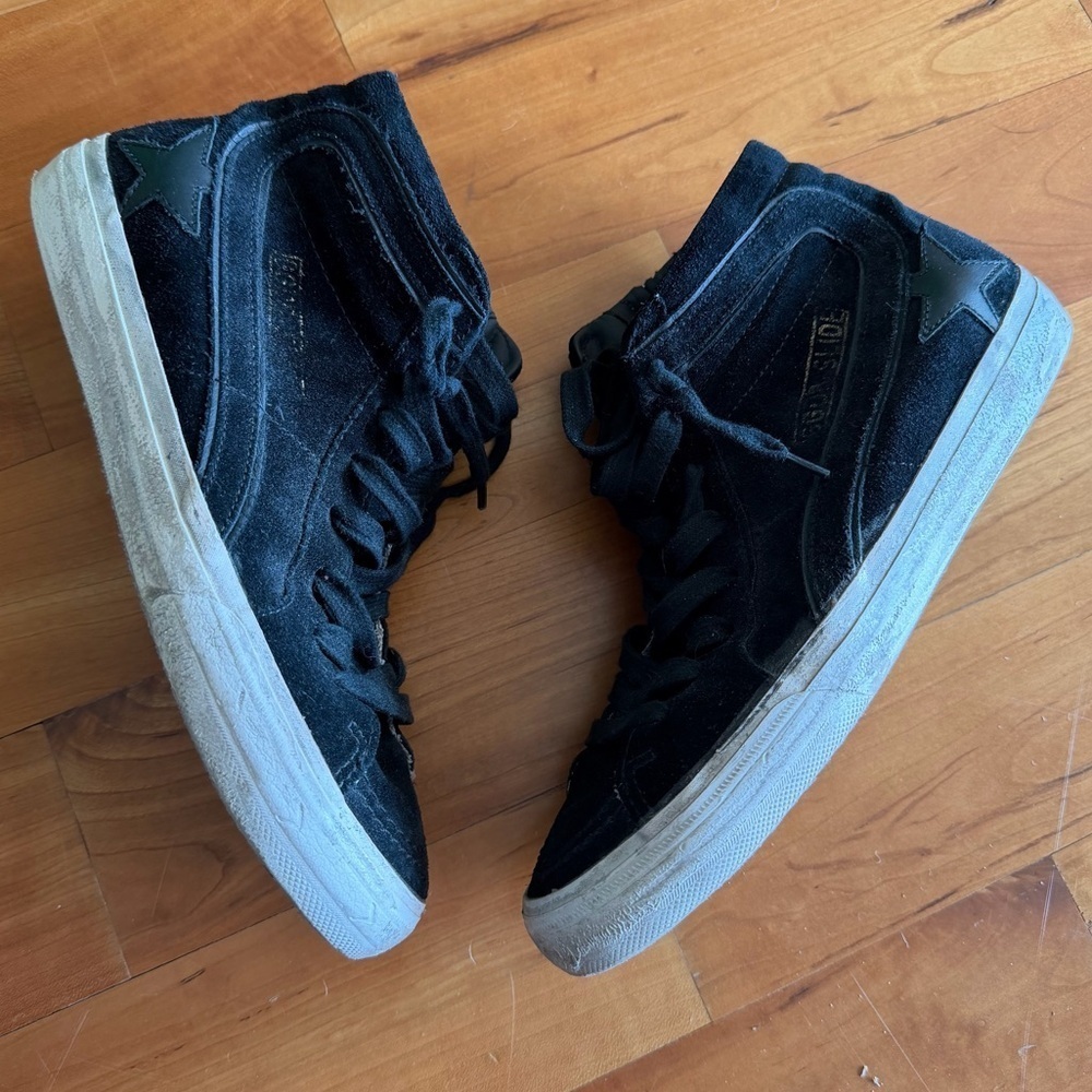 Golden Goose Slide High-Top Sneakers in Black Suede
